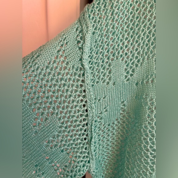 🐠🌞🌊 NWOT POL Aqua Crochet bell sleeve Swim Cover-Up/sweater - Picture 4 of 9